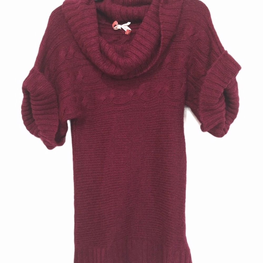 Derek Heart Cowl Neck Short Sleeve Sweater